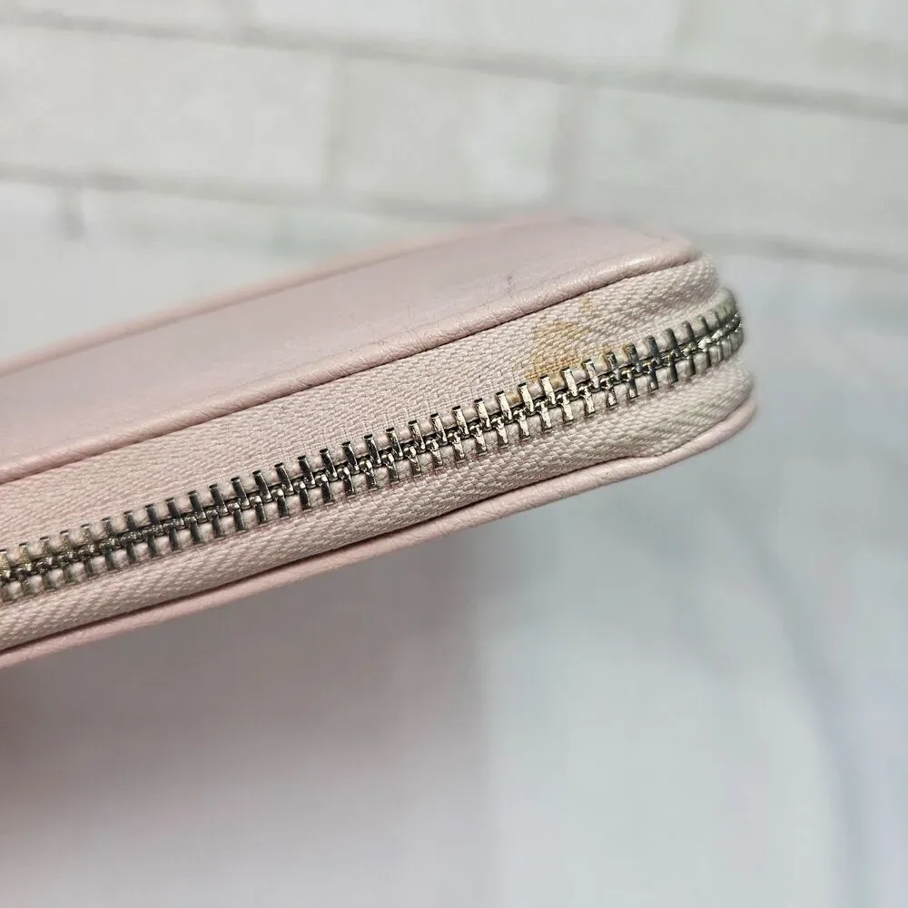 Anne Klein Blush Pink Zip Around Wristlet Wallet Clutch Organizer Faux Leather